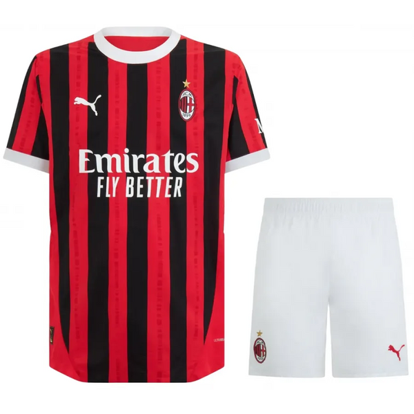 Conjunto de la 1ª equipación del A.C. Milan 24/25 - Niños Pequeños y Jóvenes (Camiseta + Pantalón corto)