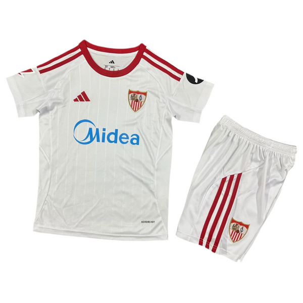 Conjunto de la 1ª equipación del Sevilla 25/26 - Niños Pequeños y Jóvenes (Camiseta + Pantalón corto)