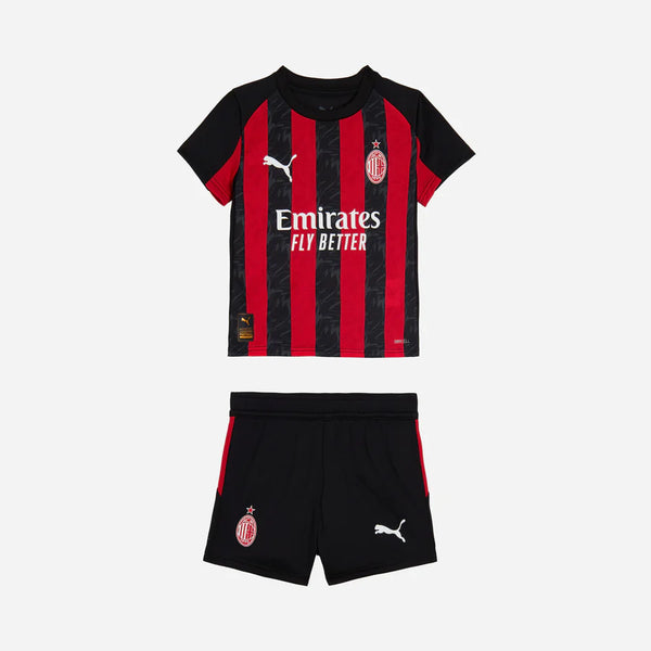 Conjunto de la 1ª equipación del A.C. Milan 25/26 - Niños Pequeños y Jóvenes (Camiseta + Pantalón corto)
