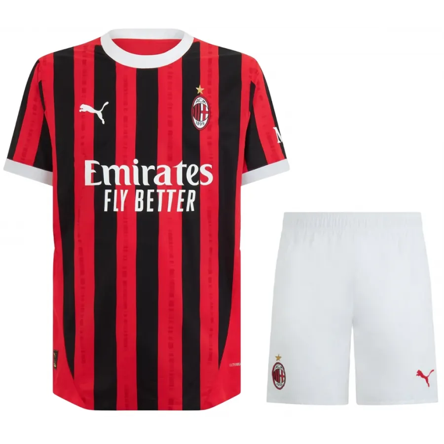 Conjunto de la 1ª equipación del A.C. Milan 24/25 - Niños Pequeños y Jóvenes (Camiseta + Pantalón corto)