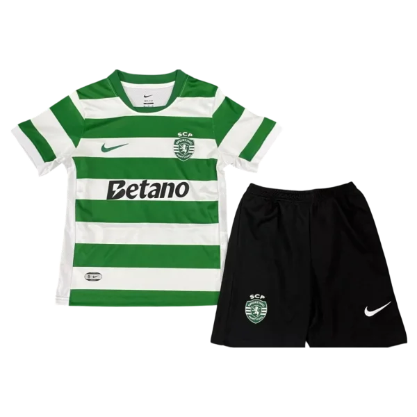 Conjunto de la 1ª equipación del Sporting Portugal 25/26 - Niños Pequeños y Jóvenes (Camiseta + Pantalón corto)